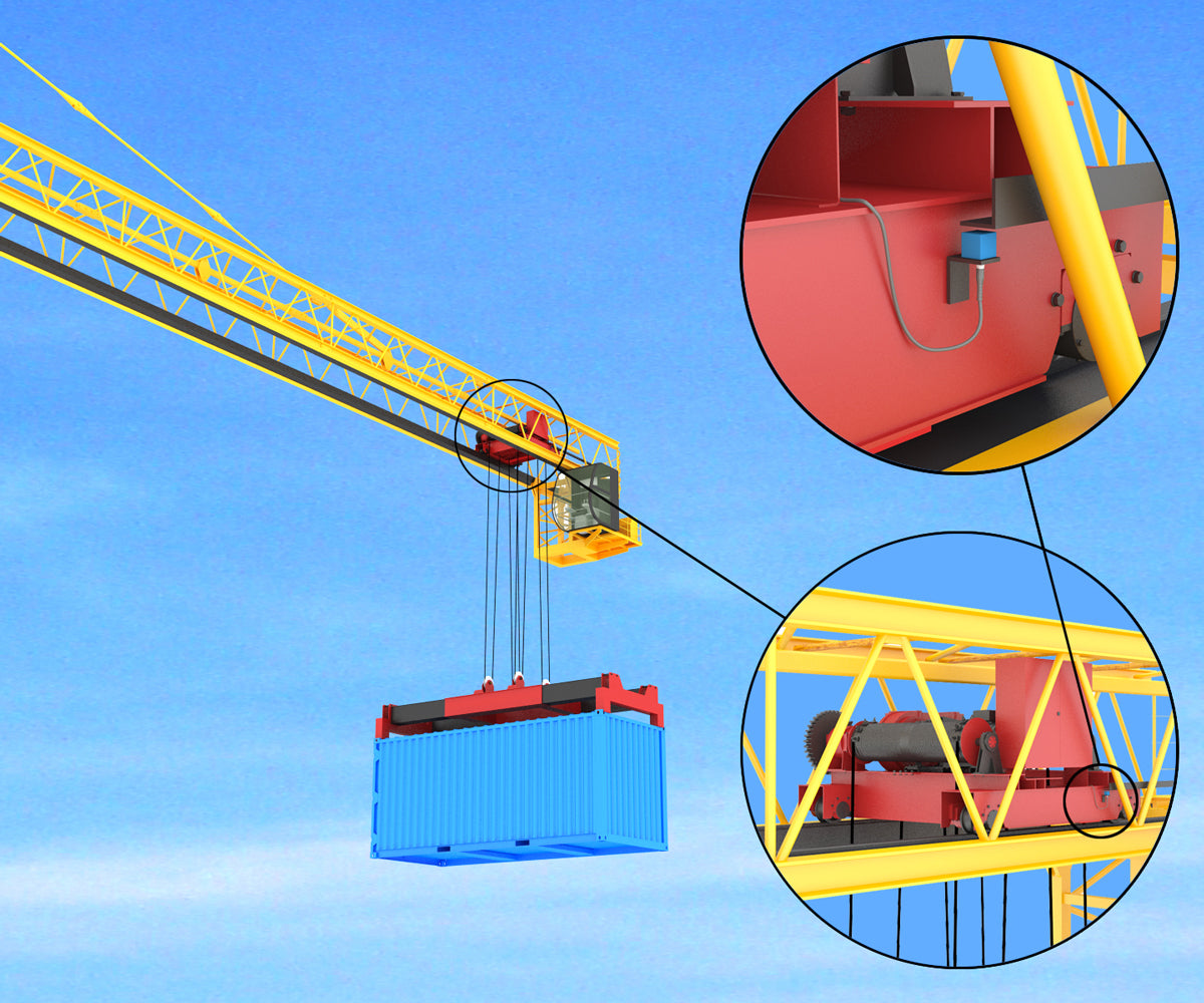 Rugged Inductive Sensor Senses Position of Hoist Carriage on Dockyard Crane