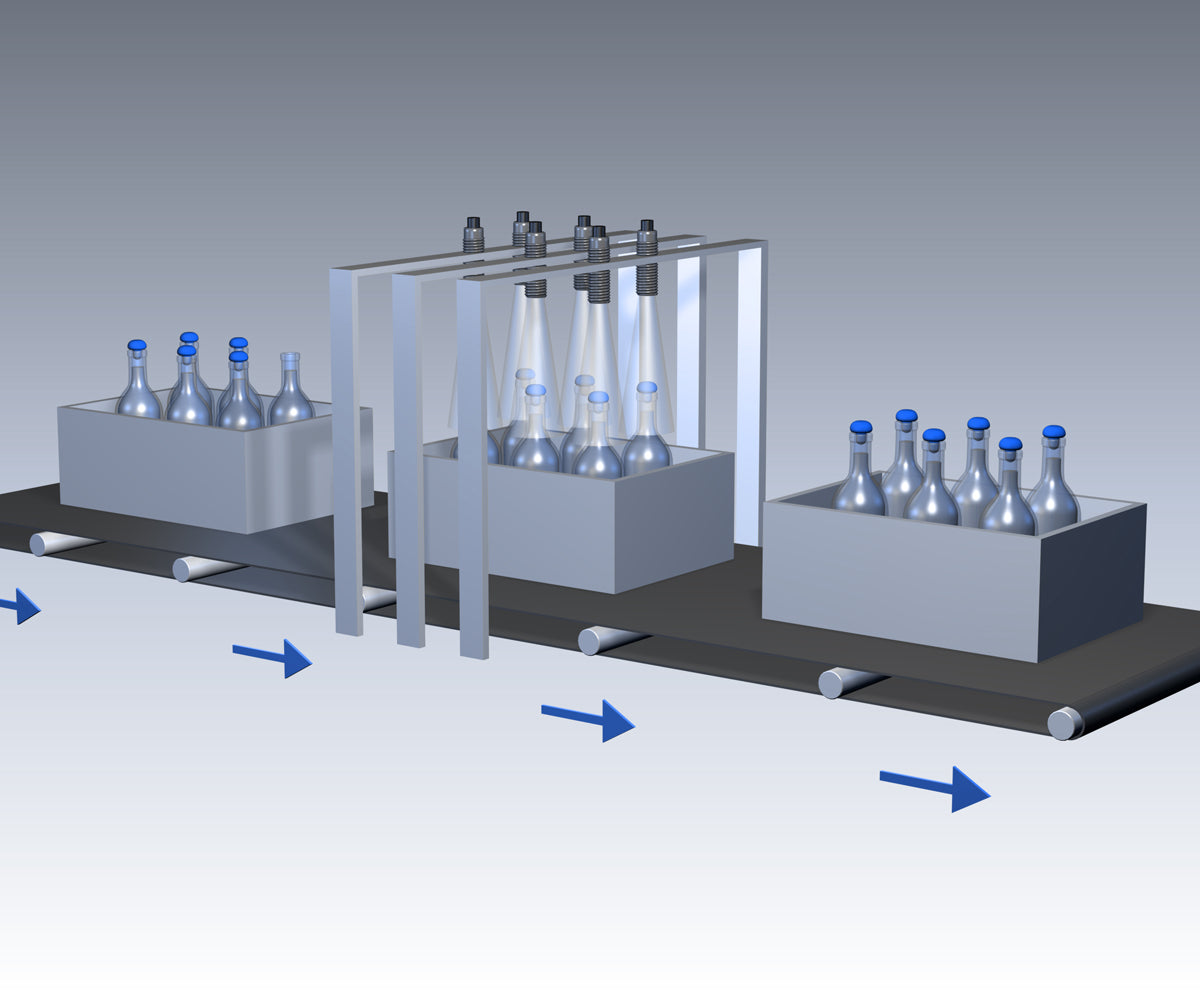 Bottles checked by cap detection through cardboard case on high speed packaging line