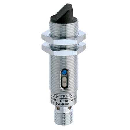 Standard Diffuse M18 40...600 mm Chrome plated brass 3/4 turn pot. LED, red 660 nm